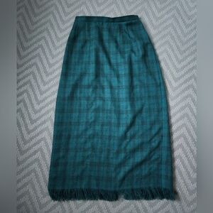 Elegant Vintage Teal Plaid Women's Skirt - 80s